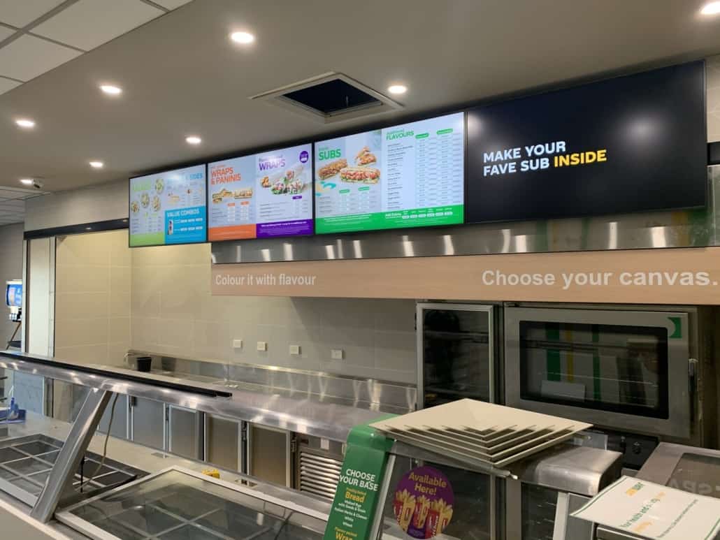 Digital signage menu boards can be used in fast food takeaways, restaurants and workplacecanteens 
