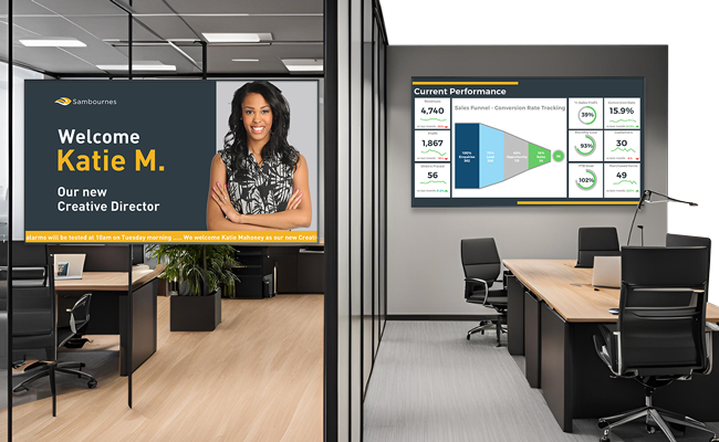 Maximise staff performance with digital signage for internal communications
